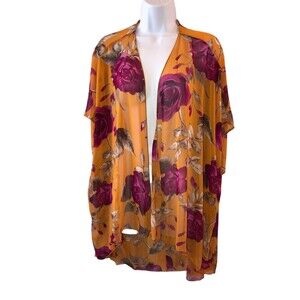 Kimono Cardigan Cover Up Burgundy Open Front Woman’s Size Small Regular Flowy